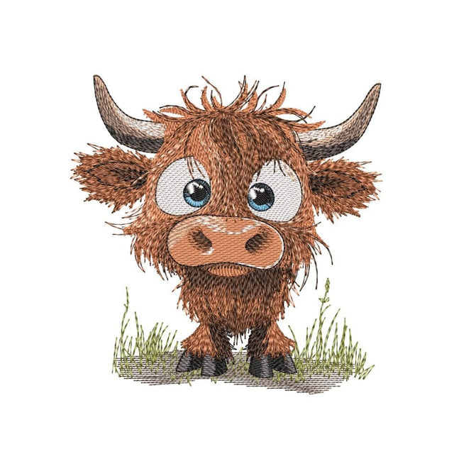 Baby Highland Cow Embroidery Design, Farm Animal Embroidery File, 3 Sizes, Instant Download Embroidery/Applique DESIGNS Nino Nadaraia 