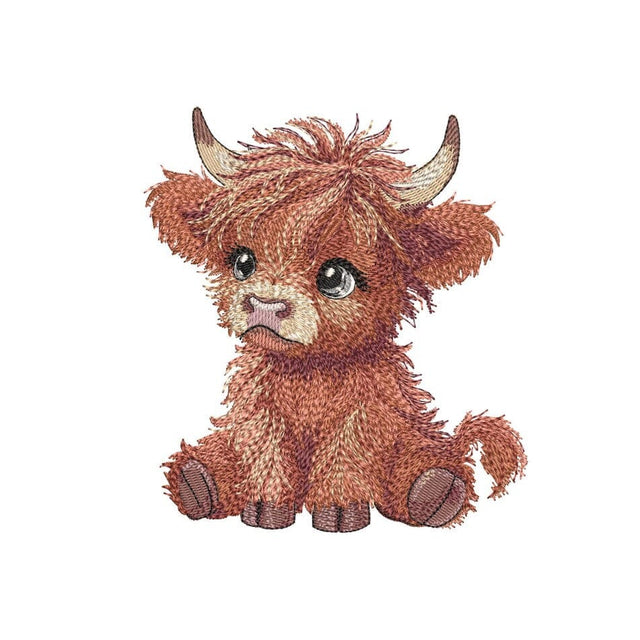 Baby Highland Cow Embroidery Design, Farm Animal Embroidery File, 3 Sizes, Instant Download Embroidery/Applique DESIGNS Nino Nadaraia 