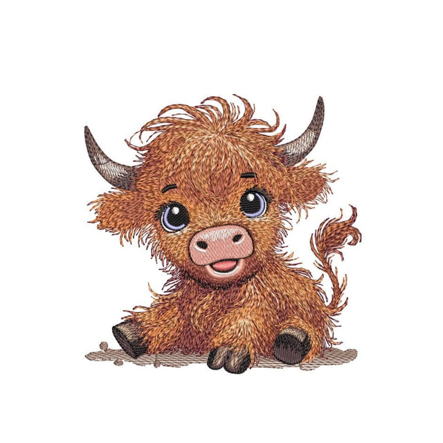 Baby Highland Cow Embroidery Design, Farm Animal Embroidery File, 3 Sizes, Instant Download Embroidery/Applique DESIGNS Nino Nadaraia 