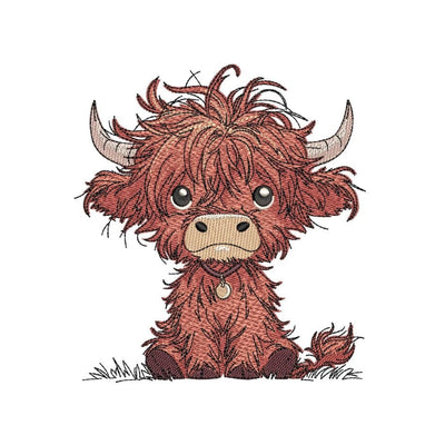 Baby Highland Cow Embroidery Design, Farm Animal Embroidery File, 3 Sizes, Instant Download Embroidery/Applique DESIGNS Nino Nadaraia 