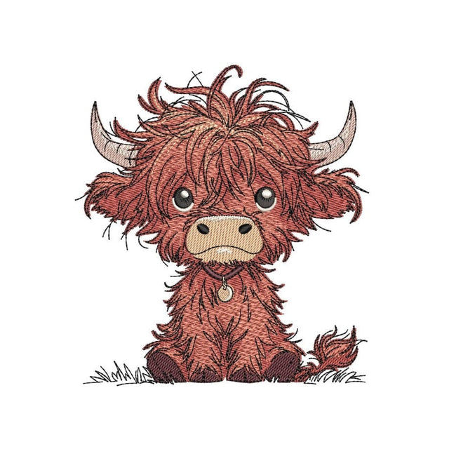 Baby Highland Cow Embroidery Design, Farm Animal Embroidery File, 3 Sizes, Instant Download Embroidery/Applique DESIGNS Nino Nadaraia 