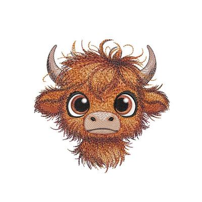 Baby Highland Cow Embroidery Design, Farm Animal Embroidery File, 4 Sizes, Instant Download Embroidery/Applique DESIGNS Nino Nadaraia 