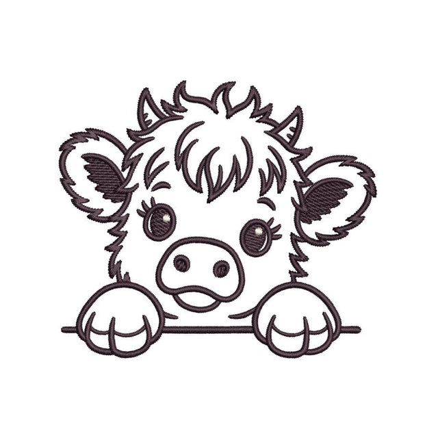 Baby Highland Cow Embroidery Design, Farm Animal Embroidery File, 5 Sizes, Instant Download Embroidery/Applique DESIGNS Nino Nadaraia 