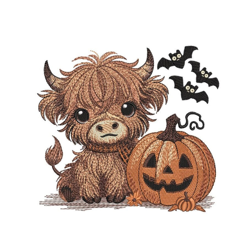 Baby Highland Cow Embroidery Design, Halloween Pumpkin Embroidery File, 3 Sizes, Instant Download Embroidery/Applique DESIGNS Nino Nadaraia 