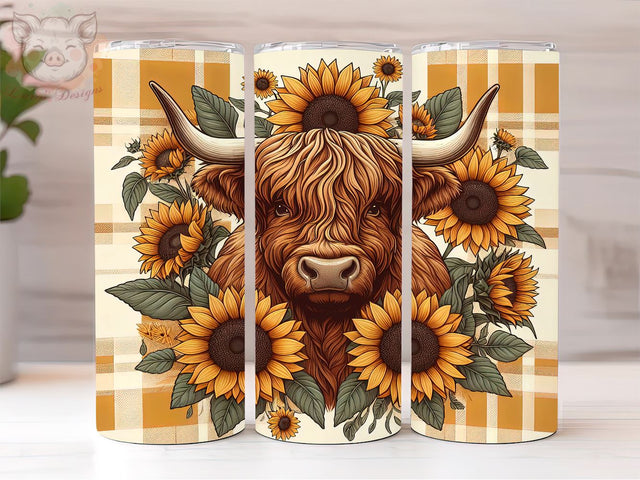 Baby Highland Cow Fall Sunflowers 20oz Tumbler Png, Sublimation Design, Highland Cow Tumbler Png, Digital Download PNG Sublimation Lara' s Designs 
