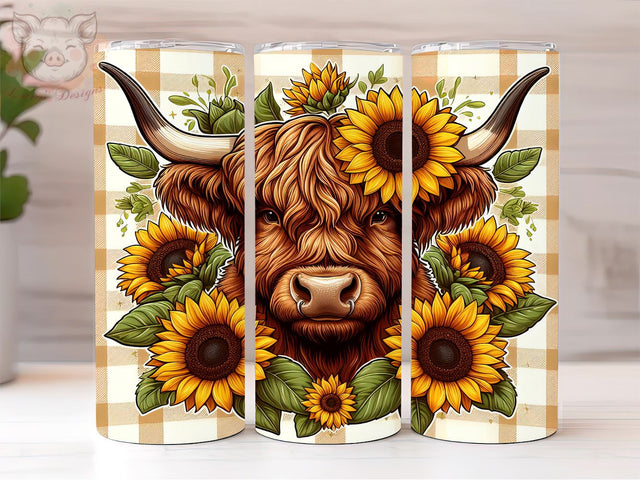 Baby Highland Cow Fall Sunflowers 20oz Tumbler Png, Sublimation Design, Highland Cow Tumbler Png, Digital Download PNG Sublimation Lara' s Designs 
