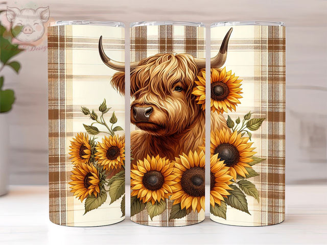 Baby Highland Cow Fall Sunflowers 20oz Tumbler Png, Sublimation Design, Highland Cow Tumbler Png, Digital Download PNG Sublimation Lara' s Designs 