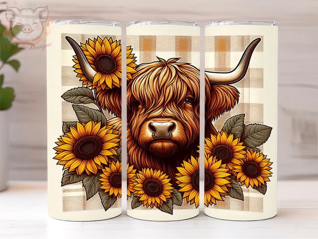 Baby Highland Cow Fall Sunflowers 20oz Tumbler Png, Sublimation Design, Highland Cow Tumbler Png, Digital Download PNG Sublimation Lara' s Designs 