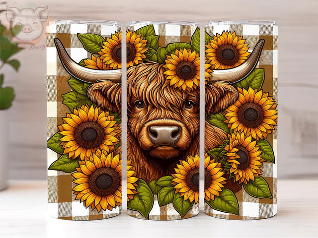 Baby Highland Cow Fall Sunflowers 20oz Tumbler Png, Sublimation Design, Highland Cow Tumbler Png, Digital Download PNG Sublimation Lara' s Designs 