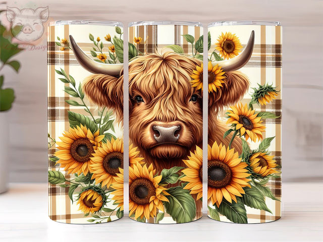 Baby Highland Cow Fall Sunflowers 20oz Tumbler Png, Sublimation Design, Highland Cow Tumbler Png, Digital Download PNG Sublimation Lara' s Designs 