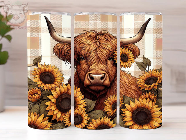 Baby Highland Cow Fall Sunflowers 20oz Tumbler Png, Sublimation Design, Highland Cow Tumbler Png, Digital Download PNG Sublimation Lara' s Designs 