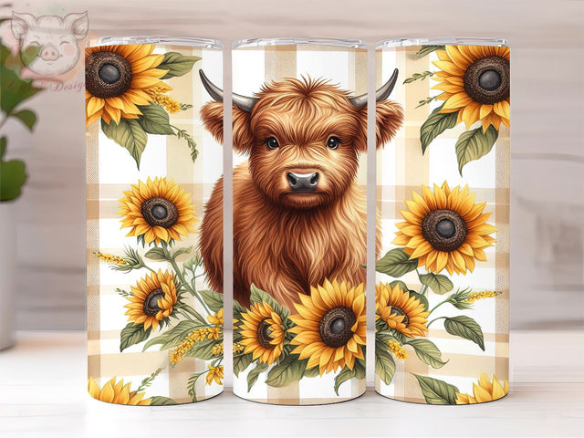 Baby Highland Cow Fall Sunflowers 20oz Tumbler Png, Sublimation Design, Highland Cow Tumbler Png, Digital Download PNG Sublimation Lara' s Designs 