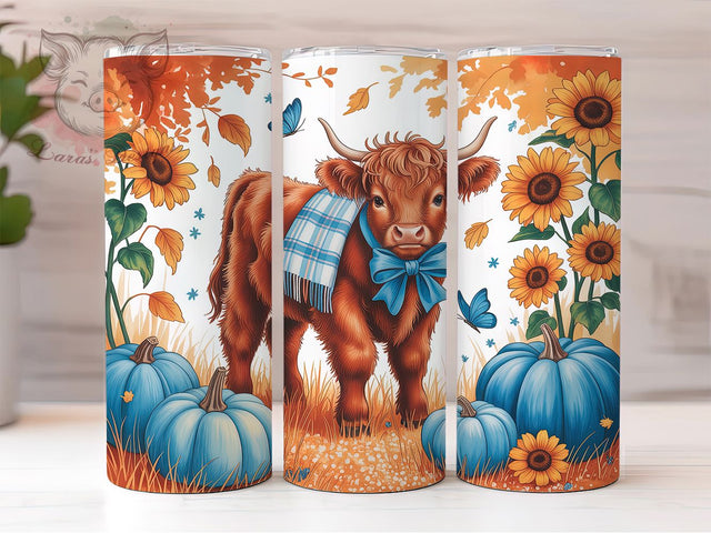 Baby Highland Cow Fall Tumbler Wrap, Baby Cow Png, Fall Tumbler Wrap, 20oz Skinny Tumbler, Cute Farmhouse Tumbler, Sublimation Download, Fluffy Cow Tumbler Sublimation Lara' s Designs 