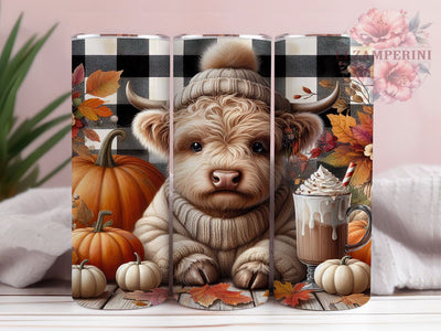 Baby Highland Cow Fall Tumbler Wrap, Baby Cow Png, Fall Tumbler Wrap, 20oz Skinny Tumbler, Cute Farmhouse Tumbler, Sublimation Download, Fluffy Cow Tumbler Sublimation Li Zamperini 