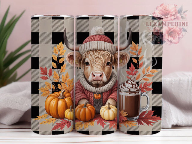 Baby Highland Cow Fall Tumbler Wrap, Baby Cow Png, Fall Tumbler Wrap, 20oz Skinny Tumbler, Cute Farmhouse Tumbler, Sublimation Download, Fluffy Cow Tumbler Sublimation Li Zamperini 