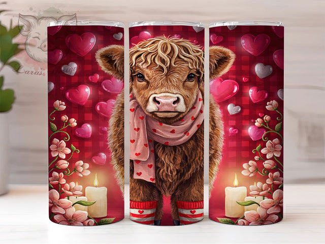 Baby Highland Cow Farmhouse 20oz Tumbler, Brown Calf, Cute Cow, Farmhouse Rustic, Front Center, Skinny Tumbler, Sublimation PNG Sublimation Lara' s Designs 