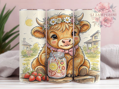 Baby Highland Cow Floral 20oz Tumbler, Highland Cow, Baby Cow Floral, Rustic Theme, Sublimation Wrap, 20oz Tumbler, Farmhouse Aesthetic, Country Charm Sublimation Li Zamperini 