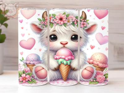 Baby Highland Cow Ice Cream 20oz Tumbler Png, Straight & Tapered Tumbler Png, Highland Cow Tumbler Png, Digital Download PNG Sublimation Lara' s Designs 