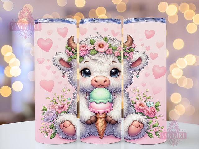 Baby Highland Cow Ice Cream 20oz Tumbler Wrap Sublimation Design, Straight Tapered Tumbler Wrap, Highland Cow Tumbler Png, Instant Digital Download Sublimation SvggirlplusArt 