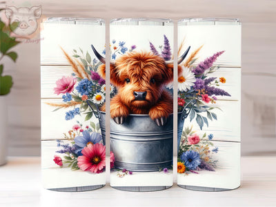 Baby Highland Cow In a Bucket 20oz Tumbler Png, Sublimation Design, Highland Cow Tumbler Png, Digital Download PNG Sublimation Lara' s Designs 