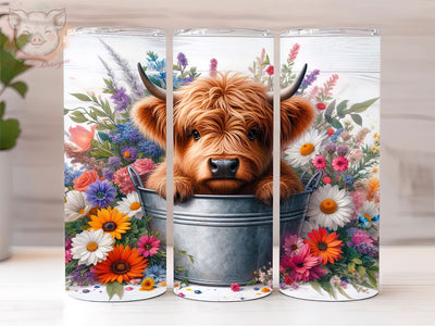 Baby Highland Cow In a Bucket 20oz Tumbler Png, Sublimation Design, Highland Cow Tumbler Png, Digital Download PNG Sublimation Lara' s Designs 