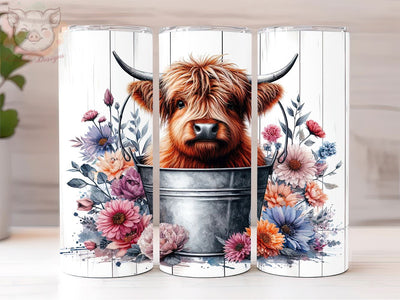 Baby Highland Cow In a Bucket 20oz Tumbler Png, Sublimation Design, Highland Cow Tumbler Png, Digital Download PNG Sublimation Lara' s Designs 