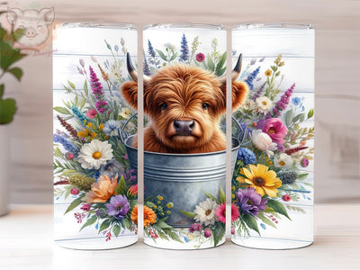 Baby Highland Cow In a Bucket 20oz Tumbler Png, Sublimation Design, Highland Cow Tumbler Png, Digital Download PNG Sublimation Lara' s Designs 