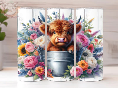 Baby Highland Cow In a Bucket 20oz Tumbler Png, Sublimation Design, Highland Cow Tumbler Png, Digital Download PNG Sublimation Lara' s Designs 