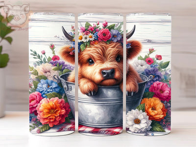 Baby Highland Cow In a Bucket 20oz Tumbler Png, Sublimation Design, Highland Cow Tumbler Png, Digital Download PNG Sublimation Lara' s Designs 