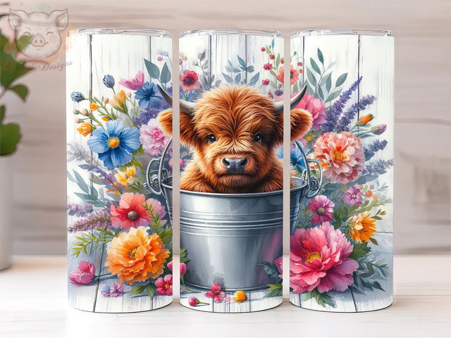 Baby Highland Cow In a Bucket 20oz Tumbler Png, Sublimation Design, Highland Cow Tumbler Png, Digital Download PNG Sublimation Lara' s Designs 