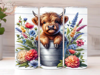 Baby Highland Cow In a Bucket 20oz Tumbler Png, Sublimation Design, Highland Cow Tumbler Png, Digital Download PNG Sublimation Lara' s Designs 