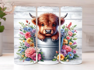 Baby Highland Cow In a Bucket 20oz Tumbler Png, Sublimation Design, Highland Cow Tumbler Png, Digital Download PNG Sublimation Lara' s Designs 