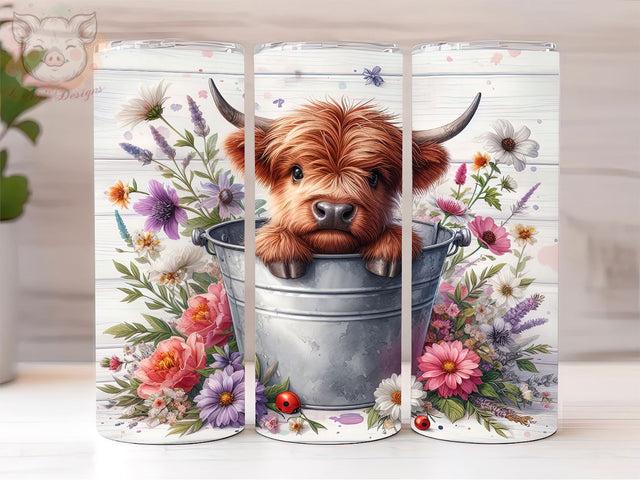 Baby Highland Cow In a Bucket 20oz Tumbler Png, Sublimation Design, Highland Cow Tumbler Png, Digital Download PNG Sublimation Lara' s Designs 