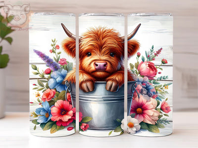 Baby Highland Cow In a Bucket 20oz Tumbler Png, Sublimation Design, Highland Cow Tumbler Png, Digital Download PNG Sublimation Lara' s Designs 