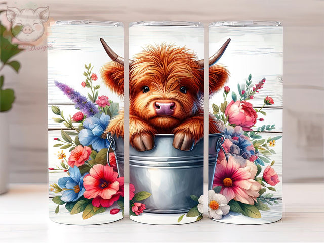 Baby Highland Cow In a Bucket 20oz Tumbler Png, Sublimation Design, Highland Cow Tumbler Png, Digital Download PNG Sublimation Lara' s Designs 