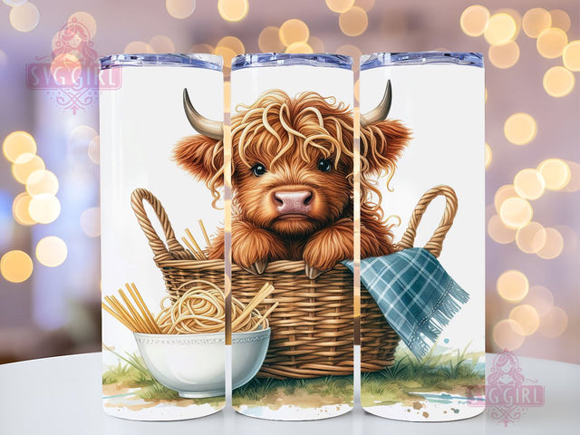 Baby Highland Cow Playful Noodle 20oz Tumbler Wrap Sublimation Design, Straight Tapered Tumbler Wrap, Highland Cow Tumbler Png, Instant Digital Download Sublimation SvggirlplusArt 