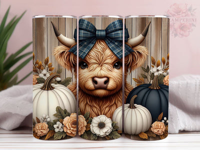 Baby Highland Cow Pumpkins Dots 20oz Tumbler Wrap PNG, Highland Cow Tumbler Png, Straight & Tapered Tumbler Wrap, Instant Digital Download Sublimation Li Zamperini 