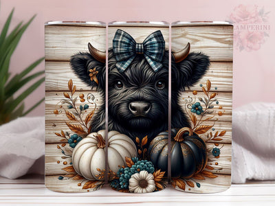 Baby Highland Cow Pumpkins Dots 20oz Tumbler Wrap PNG, Highland Cow Tumbler Png, Straight & Tapered Tumbler Wrap, Instant Digital Download Sublimation Li Zamperini 