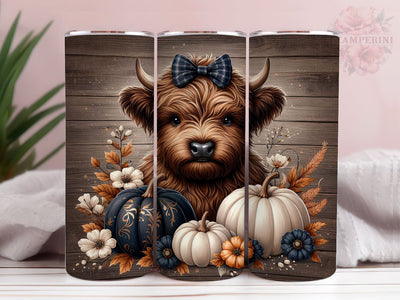 Baby Highland Cow Pumpkins Dots 20oz Tumbler Wrap PNG, Highland Cow Tumbler Png, Straight & Tapered Tumbler Wrap, Instant Digital Download Sublimation Li Zamperini 