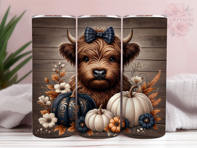 Baby Highland Cow Pumpkins Dots 20oz Tumbler Wrap PNG, Highland Cow Tumbler Png, Straight & Tapered Tumbler Wrap, Instant Digital Download Sublimation Li Zamperini 
