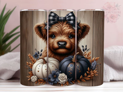 Baby Highland Cow Pumpkins Dots 20oz Tumbler Wrap PNG, Highland Cow Tumbler Png, Straight & Tapered Tumbler Wrap, Instant Digital Download Sublimation Li Zamperini 