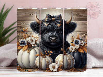 Baby Highland Cow Pumpkins Dots 20oz Tumbler Wrap PNG, Highland Cow Tumbler Png, Straight & Tapered Tumbler Wrap, Instant Digital Download Sublimation Li Zamperini 