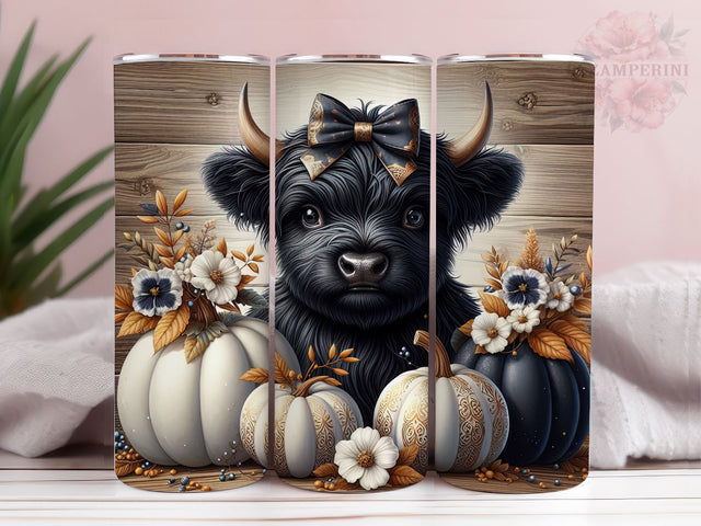 Baby Highland Cow Pumpkins Dots 20oz Tumbler Wrap PNG, Highland Cow Tumbler Png, Straight & Tapered Tumbler Wrap, Instant Digital Download Sublimation Li Zamperini 