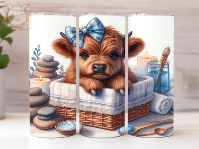 Baby Highland Cow Relax 20oz Tumbler Png, Straight & Tapered Tumbler Png, Highland Cow Tumbler Png, Digital Download PNG Sublimation Lara' s Designs 