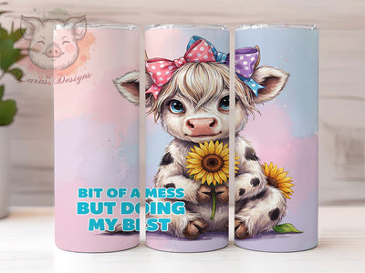 Baby Highland Cow Rustic 20oz Tumbler, Brown Calf, Cute Cow Design, Rustic Farmhouse, Front Center, Skinny Tumbler, Sublimation PNG Sublimation Lara' s Designs 