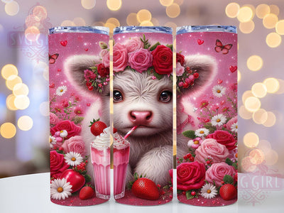 Baby Highland Cow Valentine Tumbler, Baby Cow Wrap, Cute Farmhouse Cup, Romantic Sublimation Design, Valentine Gift Tumbler, Sweet Cow Hearts Wrap, Adorable Love Cup Sublimation SvggirlplusArt 