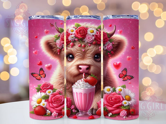 Baby Highland Cow Valentine Tumbler, Baby Cow Wrap, Cute Farmhouse Cup, Romantic Sublimation Design, Valentine Gift Tumbler, Sweet Cow Hearts Wrap, Adorable Love Cup Sublimation SvggirlplusArt 