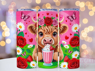 Baby Highland Cow Valentine Tumbler, Baby Cow Wrap, Cute Farmhouse Cup, Romantic Sublimation Design, Valentine Gift Tumbler, Sweet Cow Hearts Wrap, Adorable Love Cup Sublimation SvggirlplusArt 