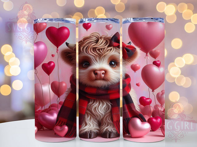 Baby Highland Cow Valentine Tumbler, Cute Cow Hearts Wrap, Romantic Cow Cup, 20oz Sublimation Wrap, Stylish Valentine Design Tumbler, Artistic Cow Heart Cup, Whimsical Love Theme Wrap Sublimation SvggirlplusArt 