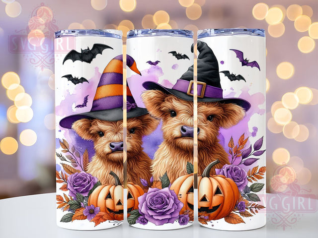 Baby Highland Cows Witch Halloween 20oz Tumbler Wrap Sublimation Design, Straight Tapered Tumbler Wrap, Highland Cow Tumbler Png, Instant Digital Download Sublimation SvggirlplusArt 